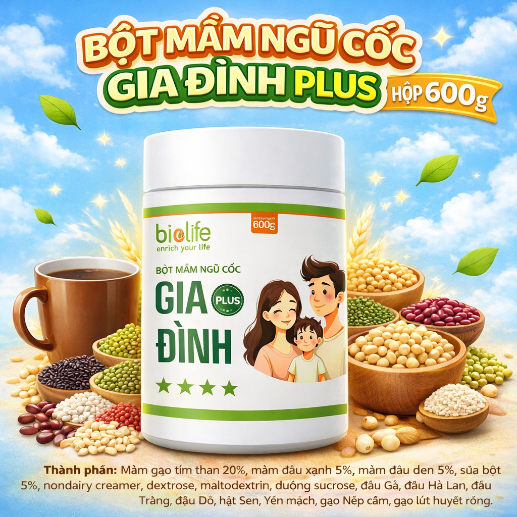 Bột Mầm Ngũ Cốc Gia Đình PLUS (600g)